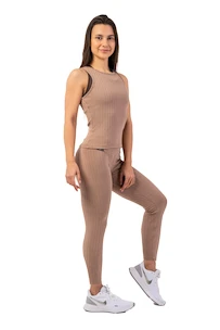 Dámské legíny Nebbia  Organic Cotton Ribbed High Waist Leggings 405 brown