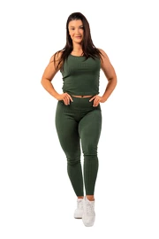 Dámské legíny Nebbia Organic Cotton Ribbed High Waist Leggings 405 dark green