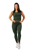 Dámské legíny Nebbia  Organic Cotton Ribbed High Waist Leggings 405 dark green XS