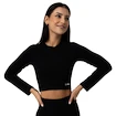 Dámské tričko GymBeam  FLO Ribbed CropTop Black