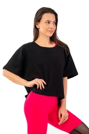 Dámské tričko Nebbia Organic Cotton Loose Fit “The Minimalist” Crop Top 417 black