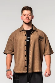 Pánská košile Nebbia Washed-off Oversized Shirt 90s THROWBACK Light Brown