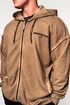 Pánská mikina Nebbia  Washed-off Zip Up Hoodie GYM BRO Light Brown